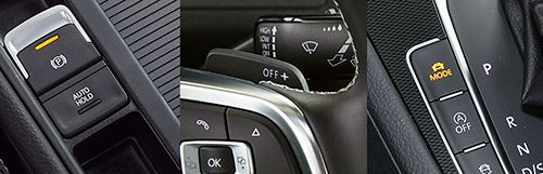 Freno de estacionamiento electromecánico y función Autohold, levas de cambio y mando de activación del Driving Profile Selection.